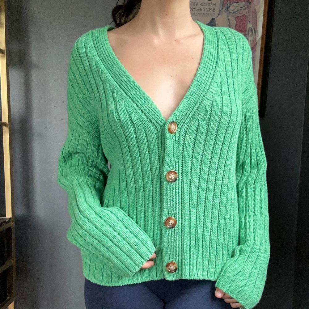 Mint green oversized knit sweater